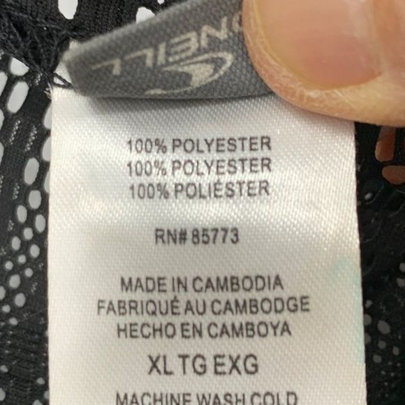 O'neill Swim Cover Size XL Net Black 3/4 sleeve Light weight v-neck 3271 - Picture 6 of 14